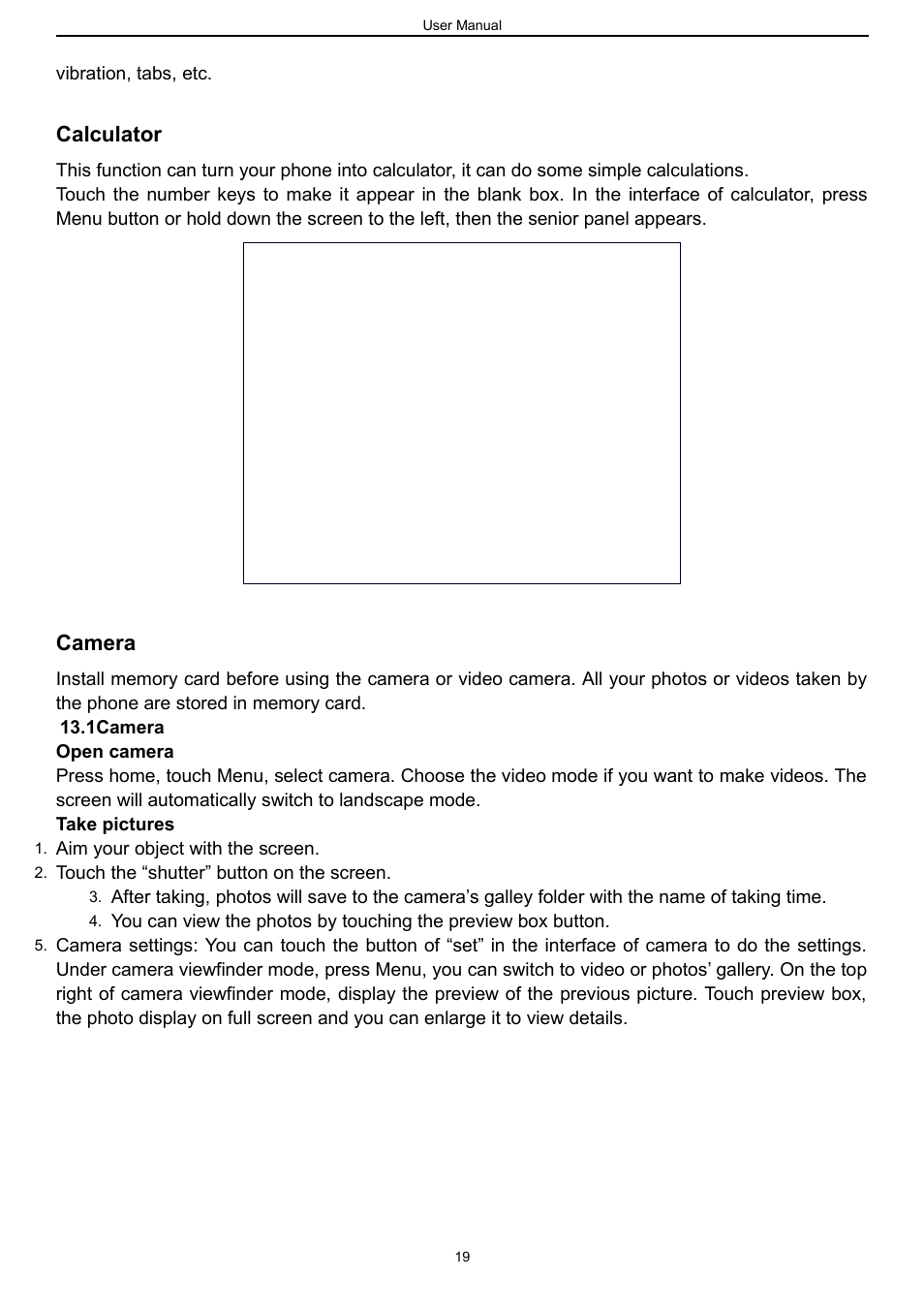 Calculator, Camera, 1camera | Verykool s757 User Manual | Page 19 / 32