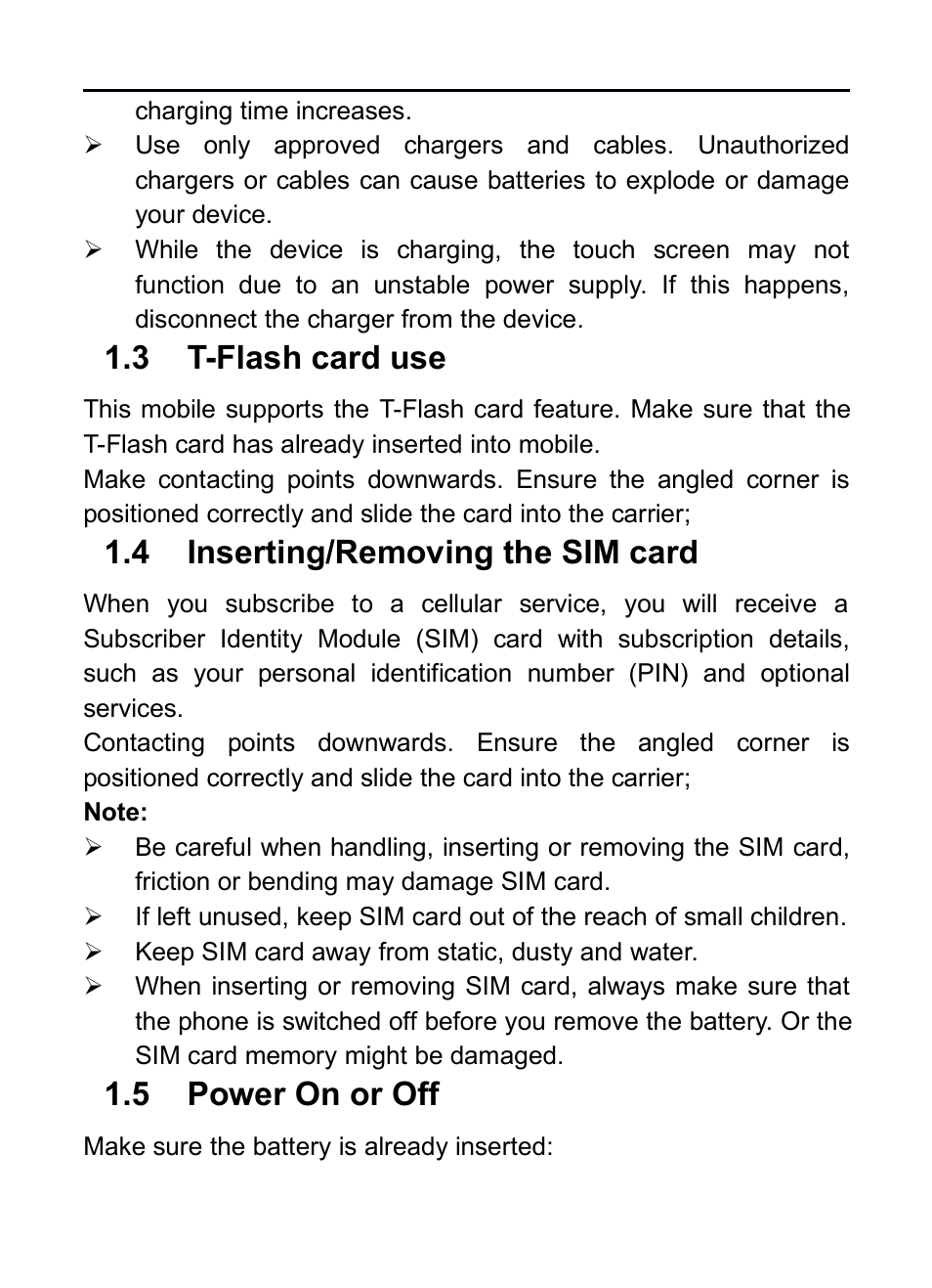 3 t-flash card use, 4 inserting/removing the sim card, 5 power on or off | 3t-­‐f, Lash, Card, Nserting, Emoving, Ower | Verykool RS75 User Manual | Page 8 / 45