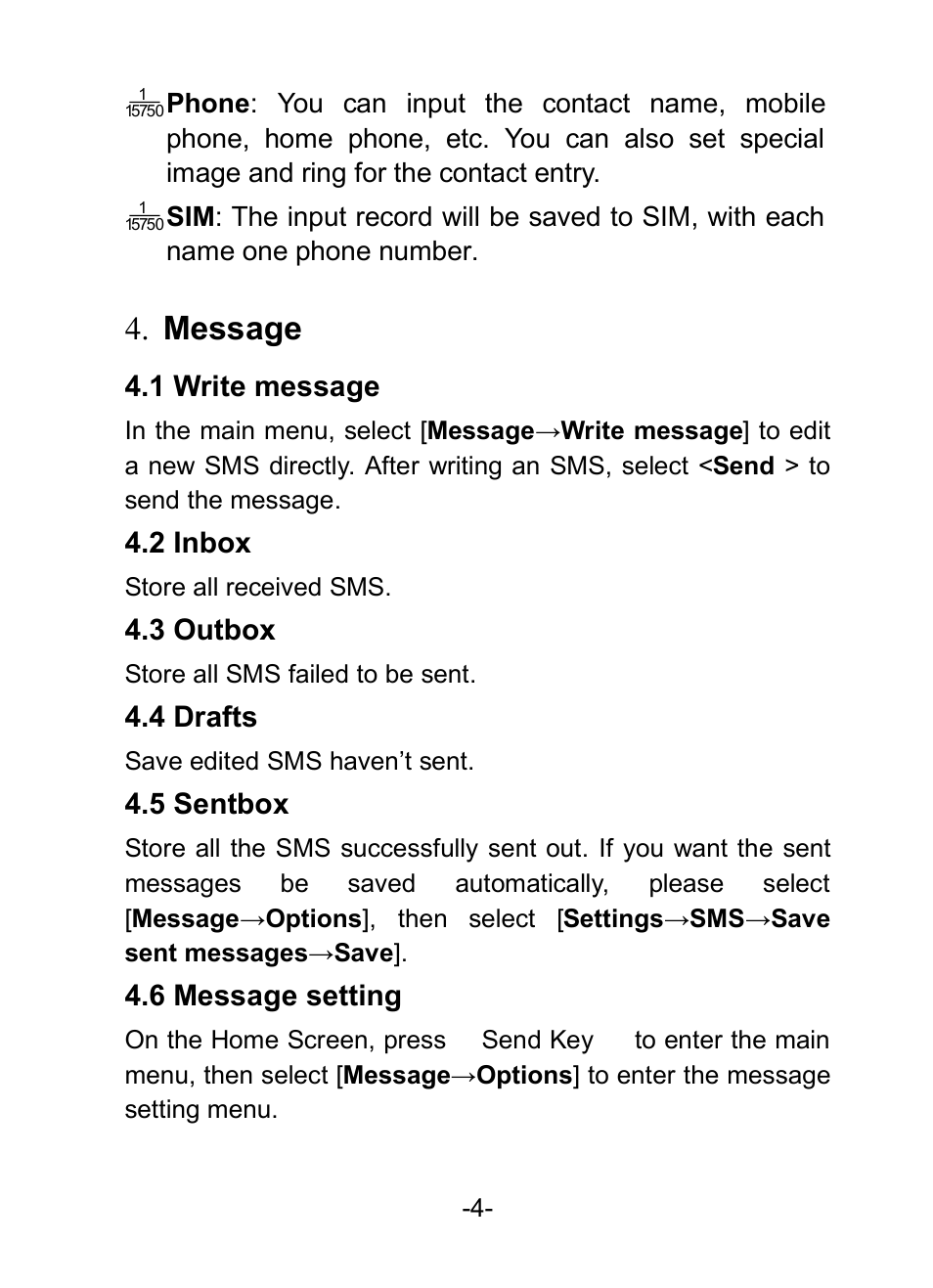 Message, 4 message | Verykool i601 User Manual | Page 12 / 31