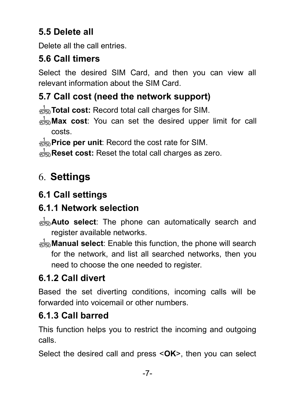Settings, 6 settings | Verykool i601 User Manual | Page 15 / 31