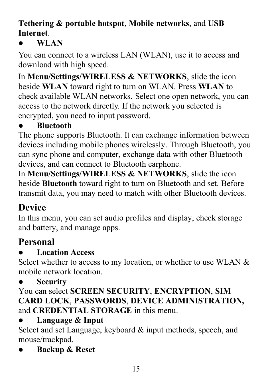 Device, Personal | Verykool s4510 User Manual | Page 15 / 22