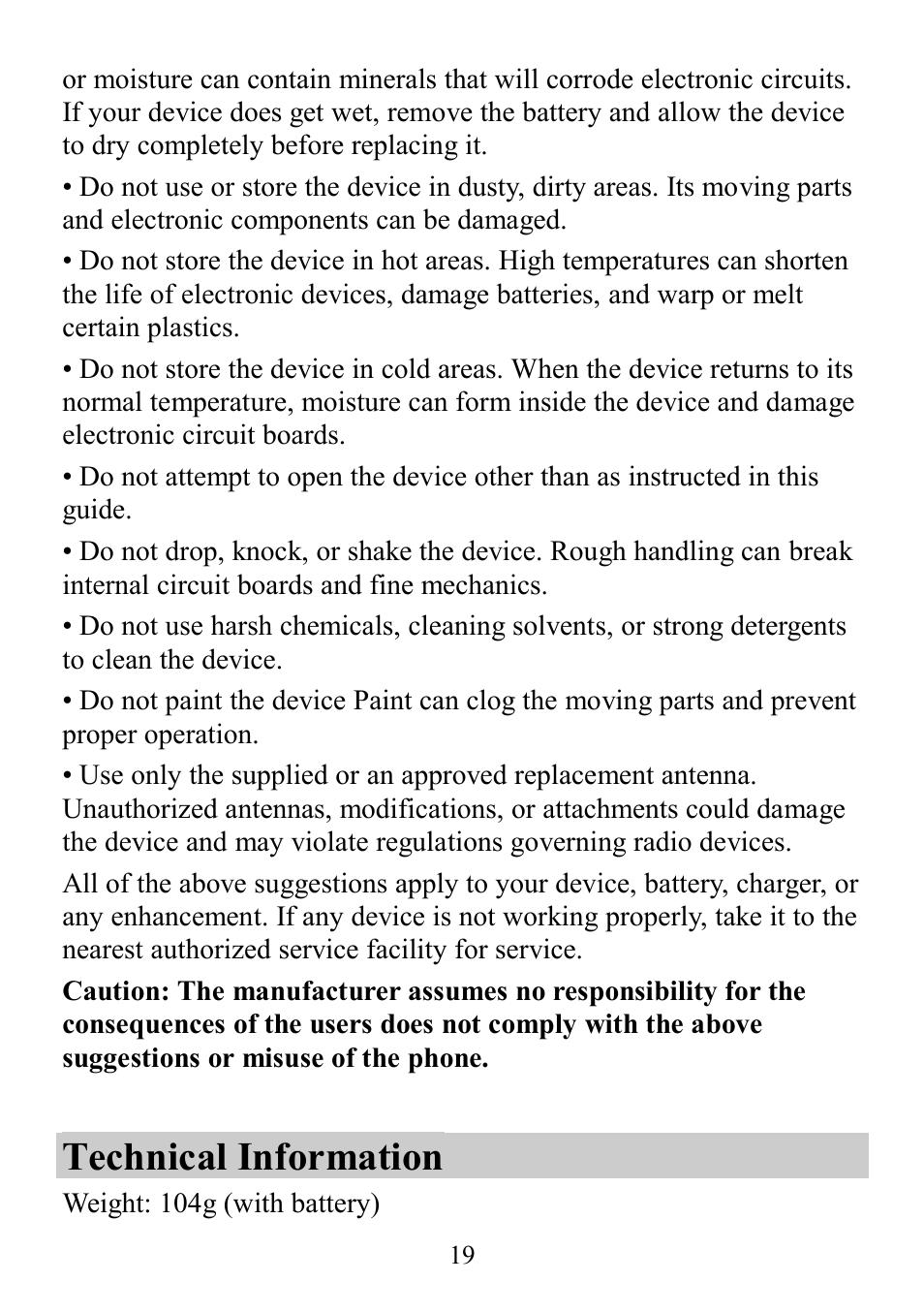 Technical information | Verykool s4510 User Manual | Page 19 / 22