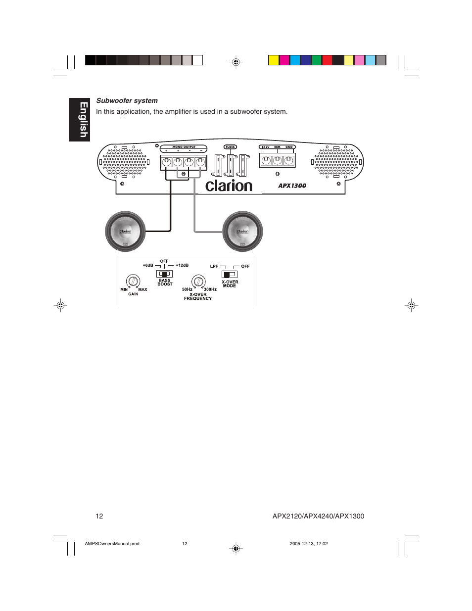 English | Clarion APX2120 User Manual | Page 12 / 20