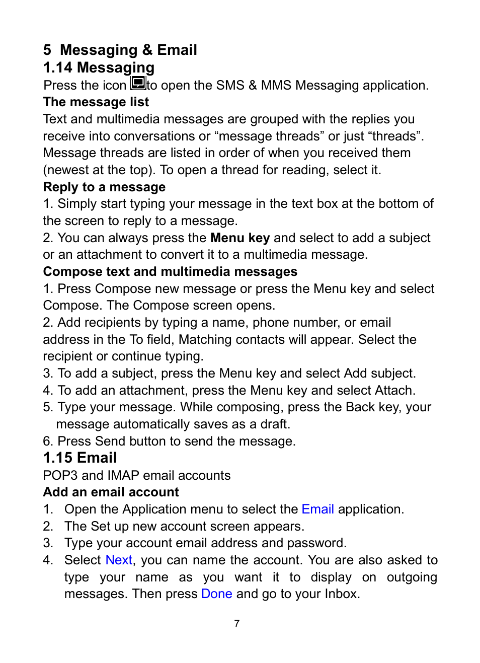 14 messaging, 15 email, 14 m | Essaging, 15 e, Mail | Verykool s732 User Manual | Page 12 / 28