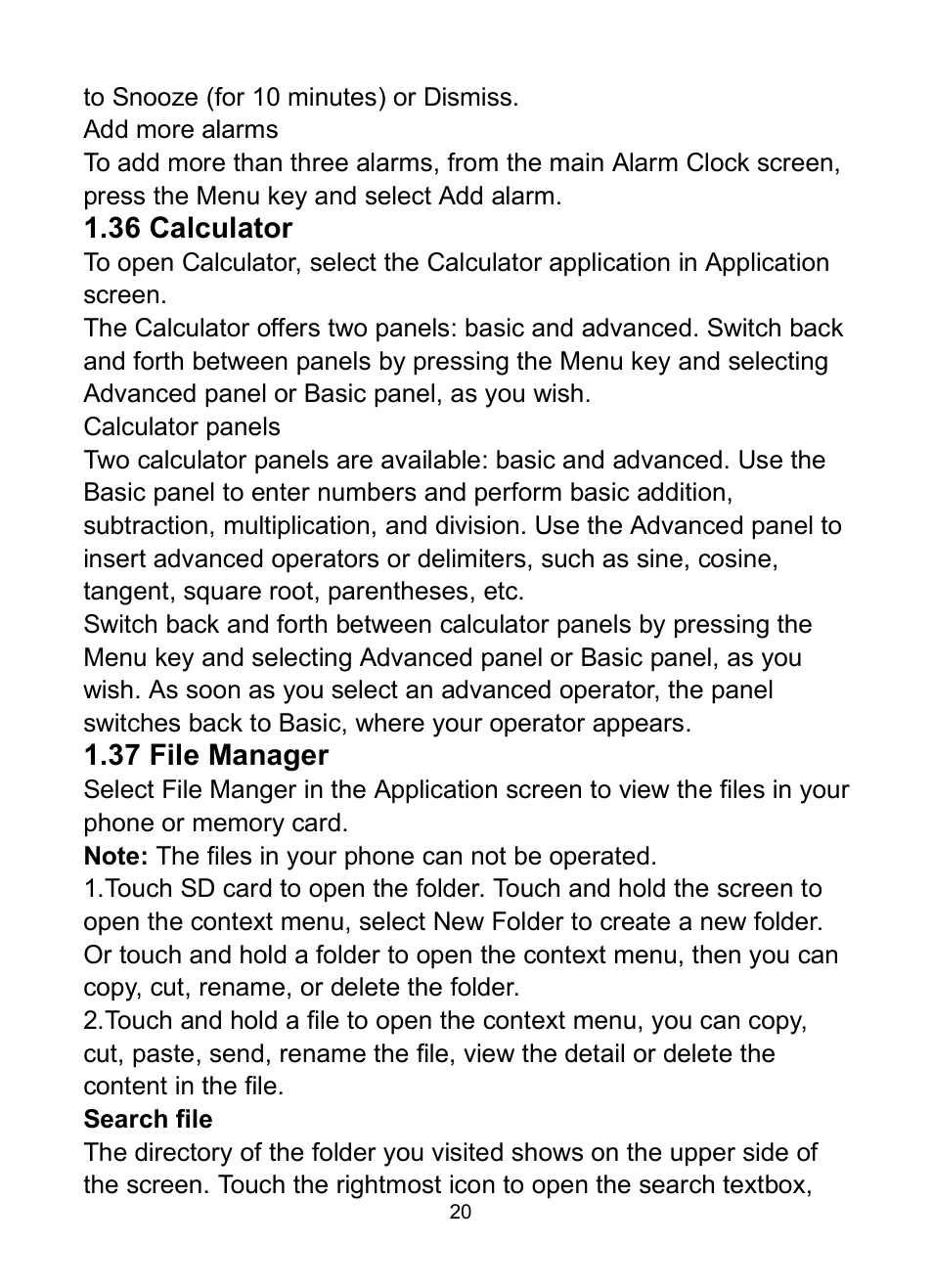 36 calculator, 37 file manager, 36 c | Alculator, 37 f, Anager | Verykool s732 User Manual | Page 25 / 28