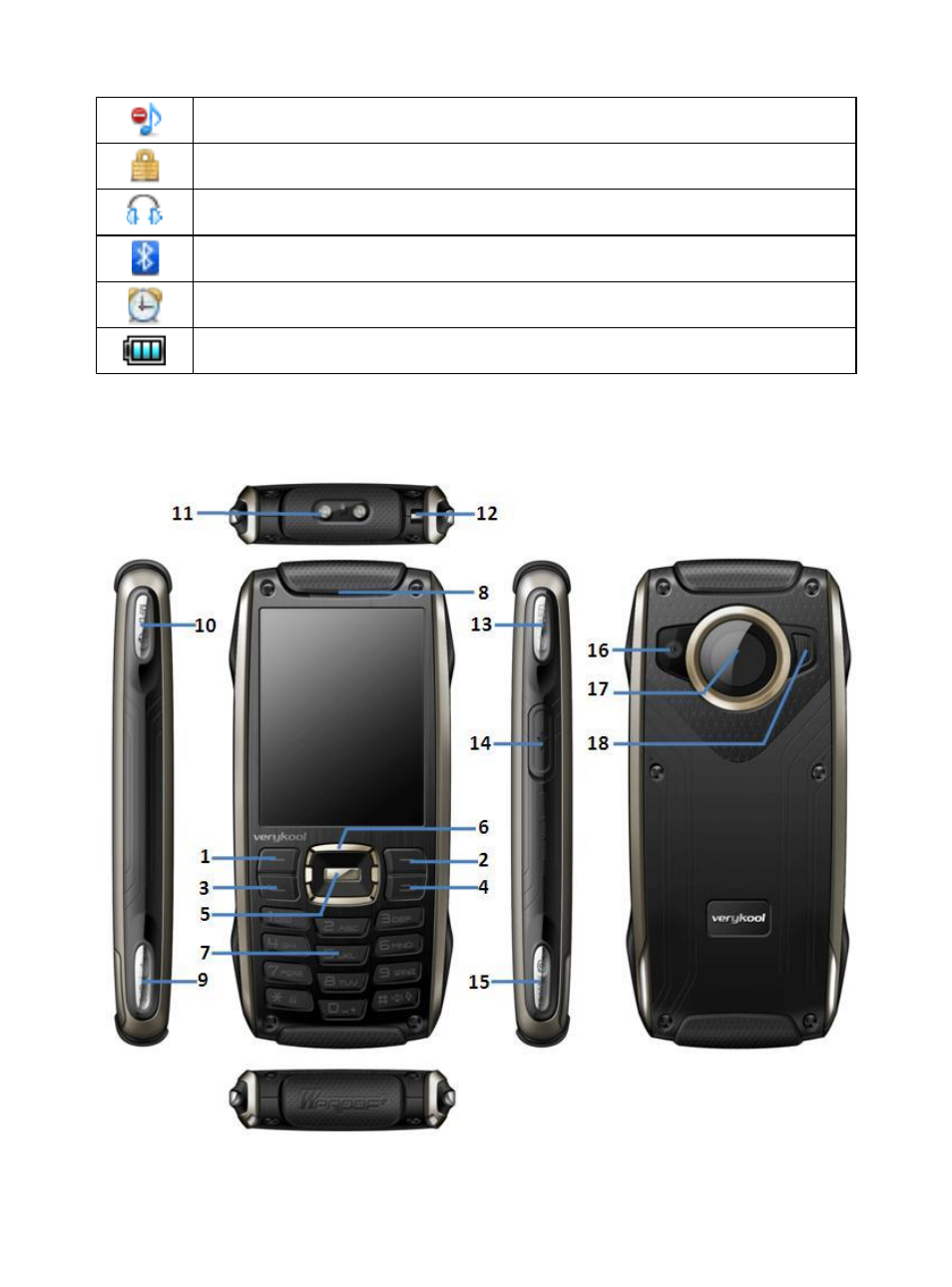 1 keys, Keys | Verykool R80L User Manual | Page 14 / 37