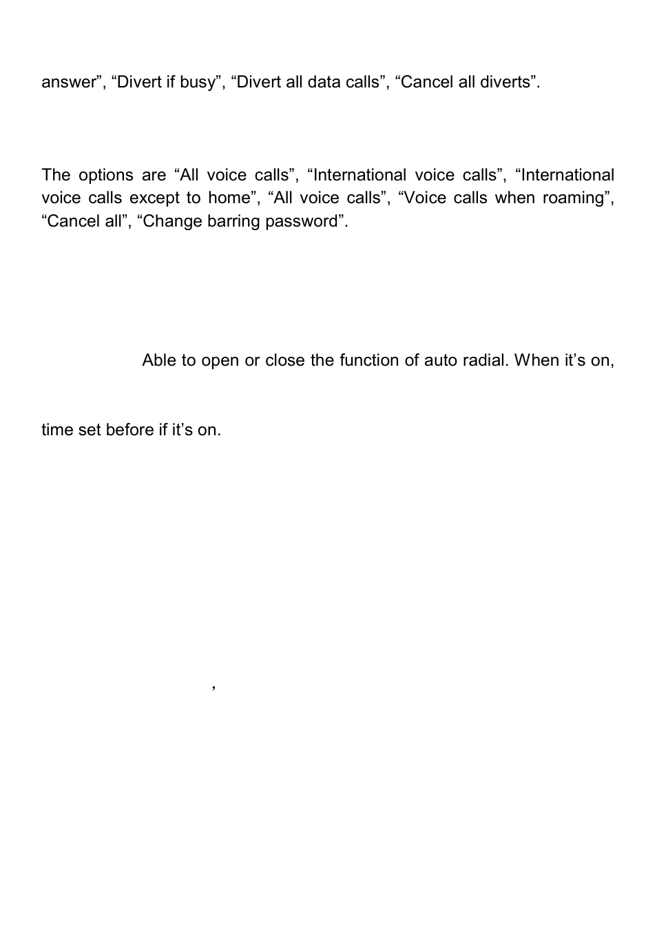 3 call barring, 7 advanced setting, 6 phonebook | 1 phonebook list, Advanced setting | Verykool i603 User Manual | Page 13 / 26
