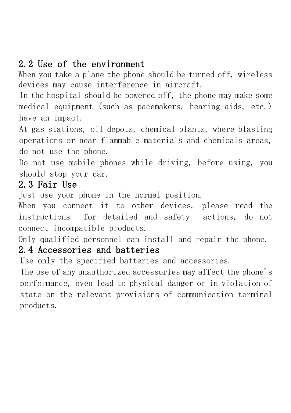 2 use of the environment, 3 fair use, 4 accessories and batteries | Verykool i235 User Manual | Page 11 / 37