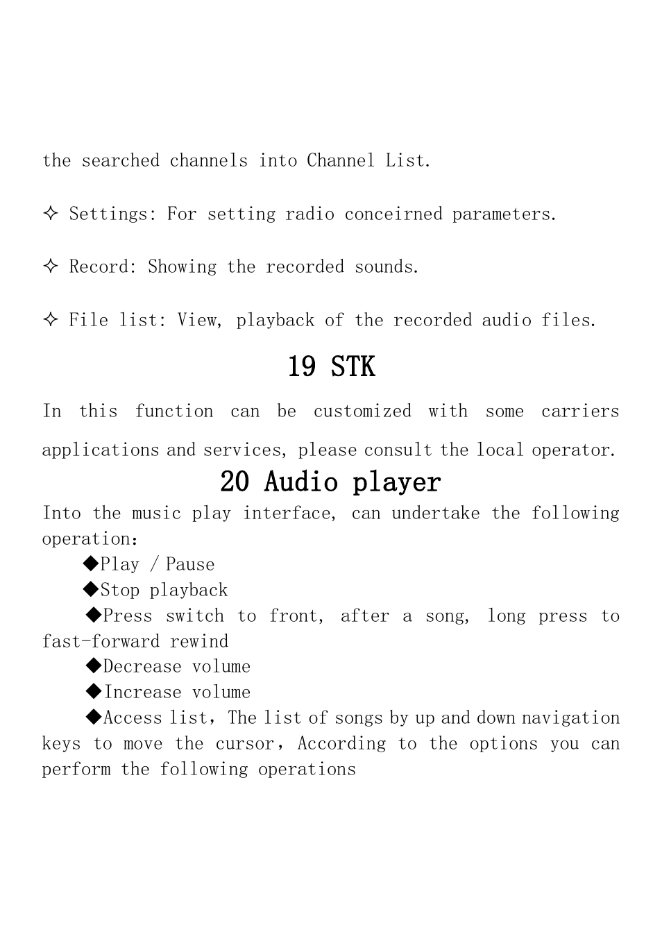 19 stk, 20 audio player | Verykool i235 User Manual | Page 28 / 37