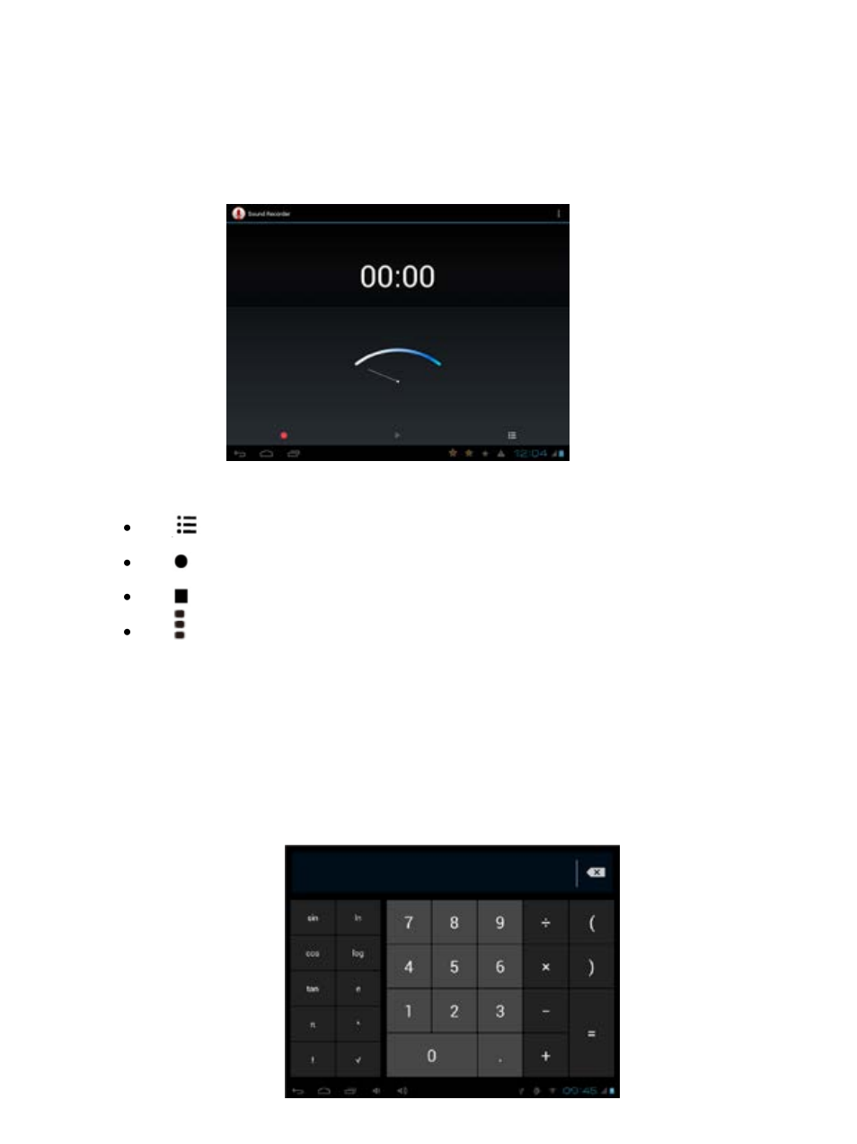 Sound recorder, Calculator, Clock | Verykool T742 User Manual | Page 31 / 37