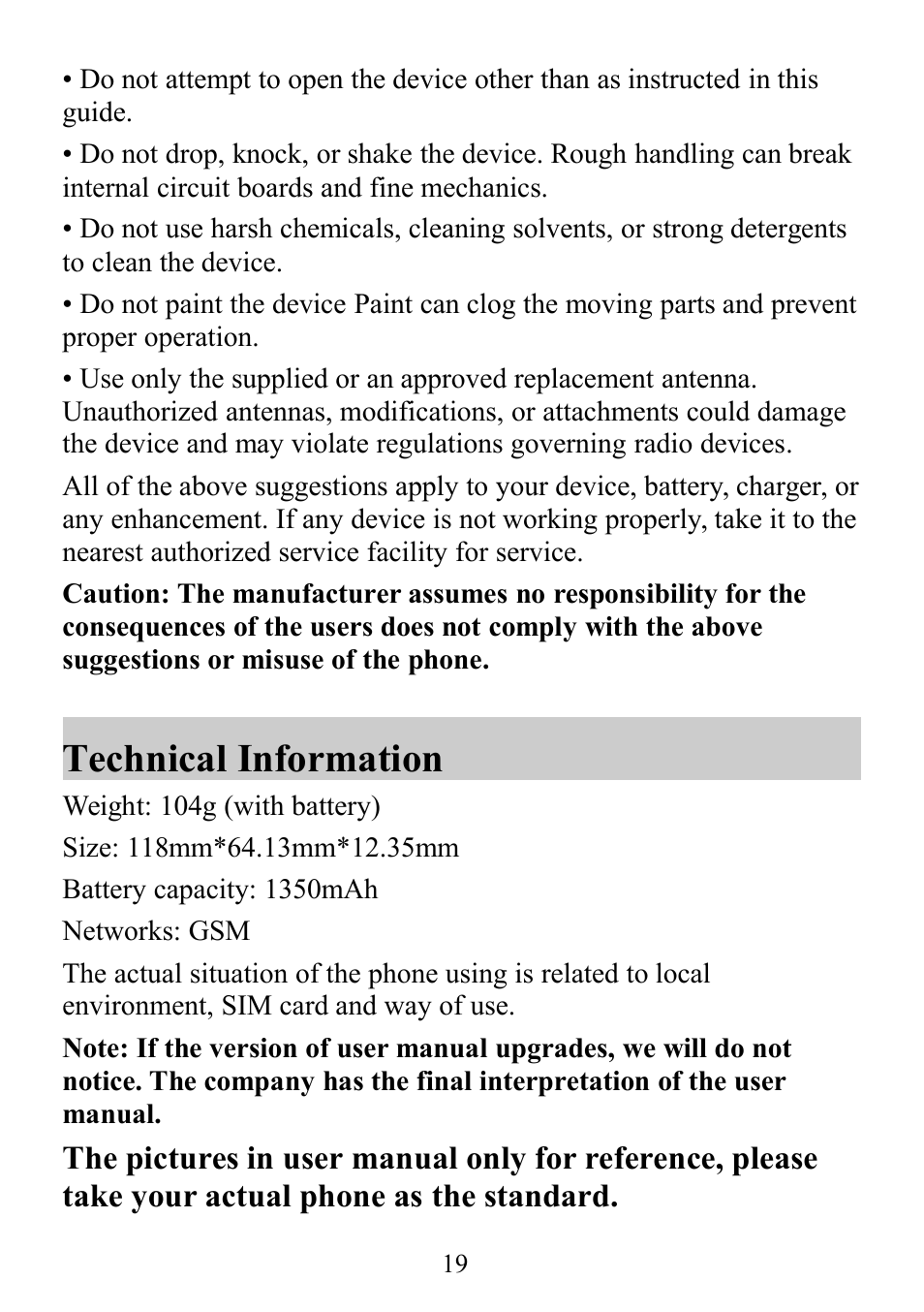 Technical information | Verykool s352 User Manual | Page 19 / 21