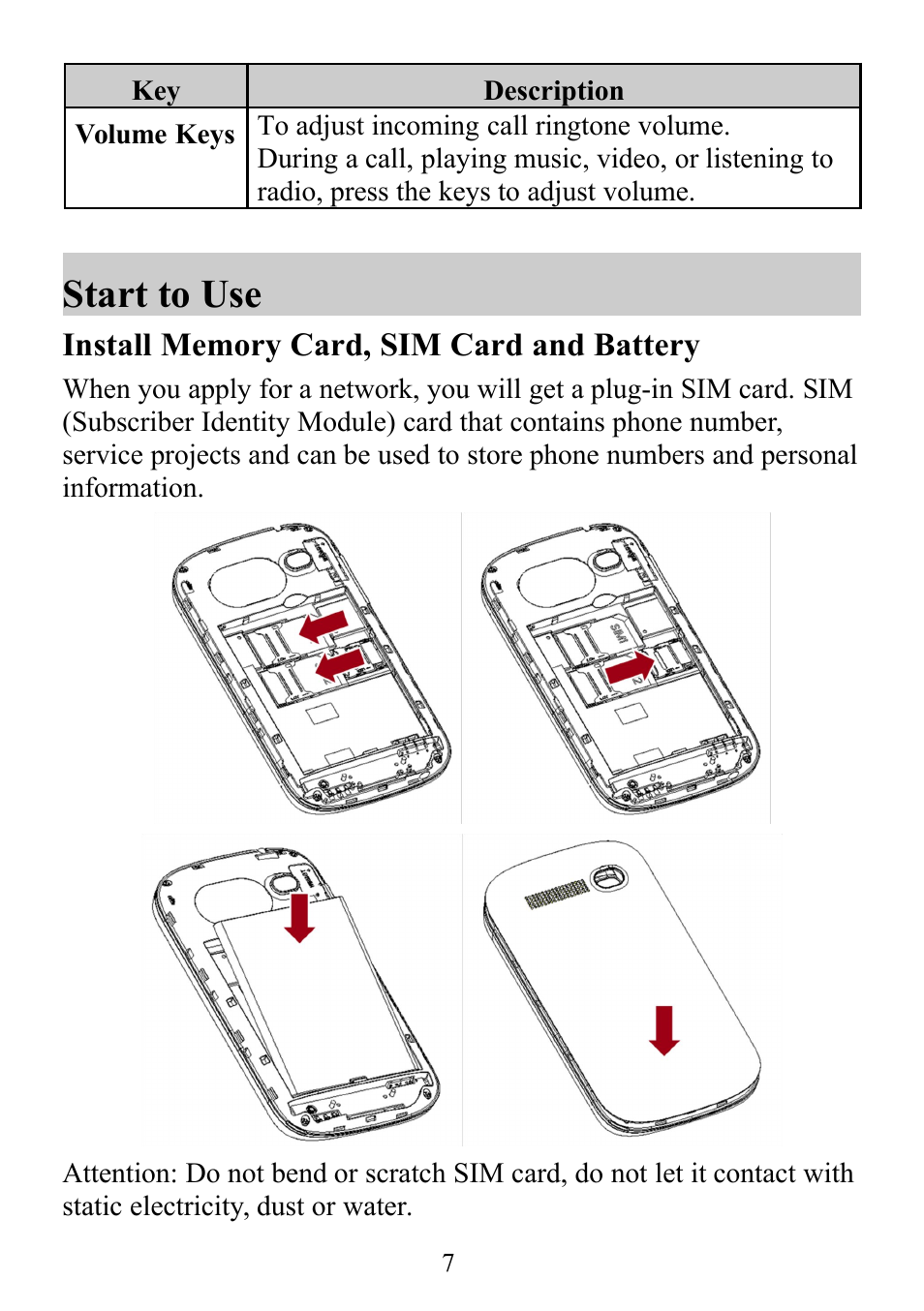 Start to use | Verykool s352 User Manual | Page 7 / 21