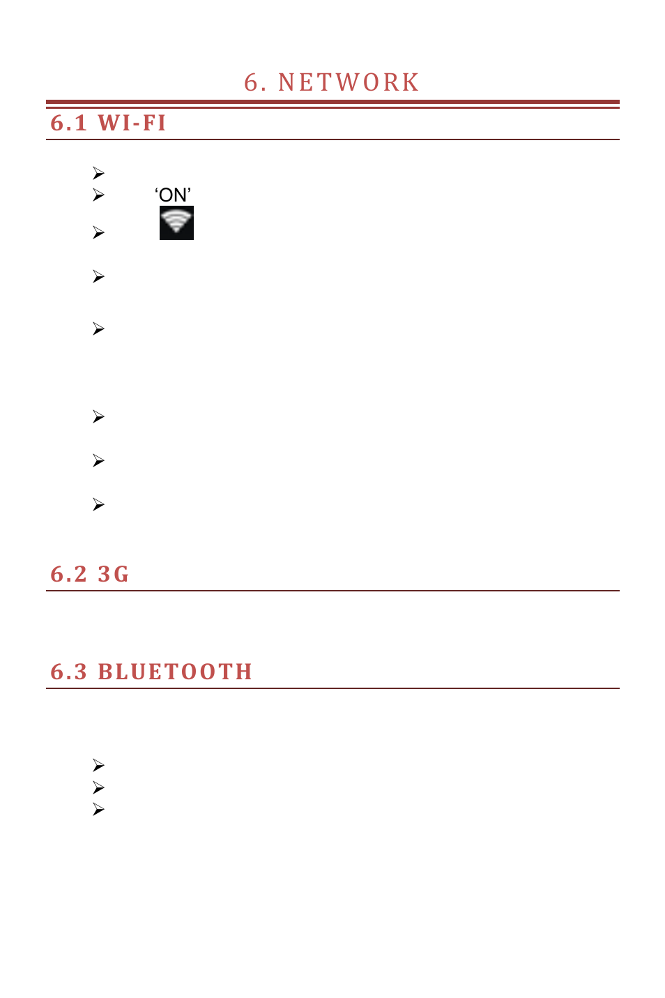 Network, 1 wi-fi, 2 3g | 3 bluetooth | Verykool s505 User Manual | Page 17 / 27