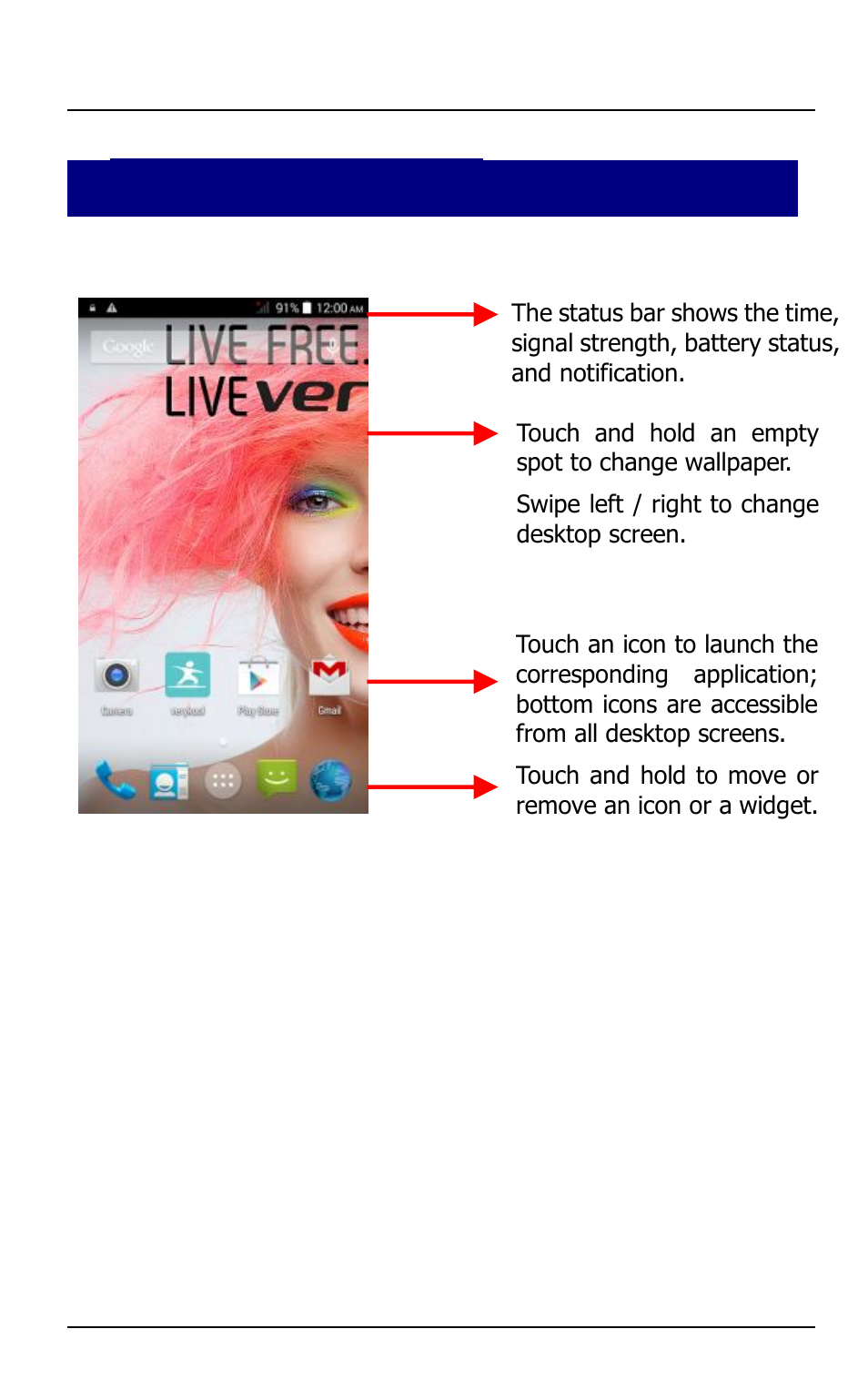 The home screen | Verykool S5510 User Manual | Page 27 / 49