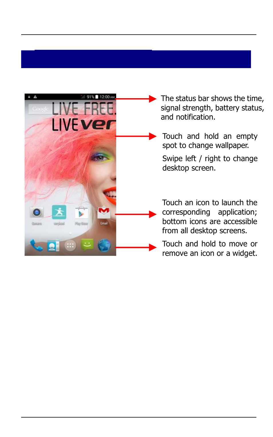 The home screen | Verykool s5511 User Manual | Page 28 / 50