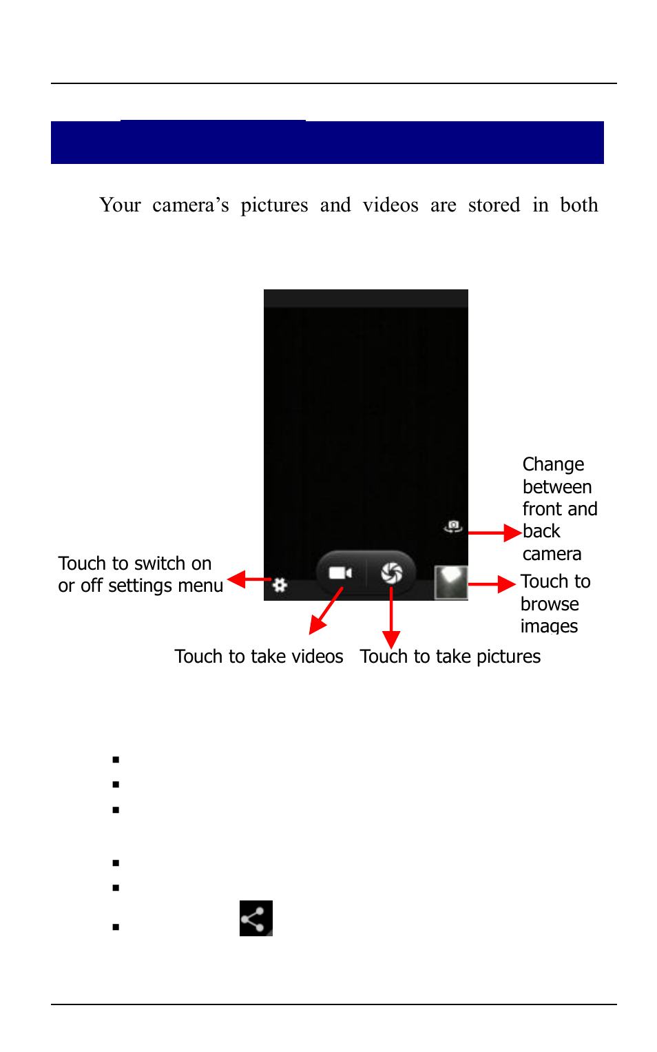 Multimedia, 1camera, 2gallery | 3share an album | Verykool s5511 User Manual | Page 38 / 50