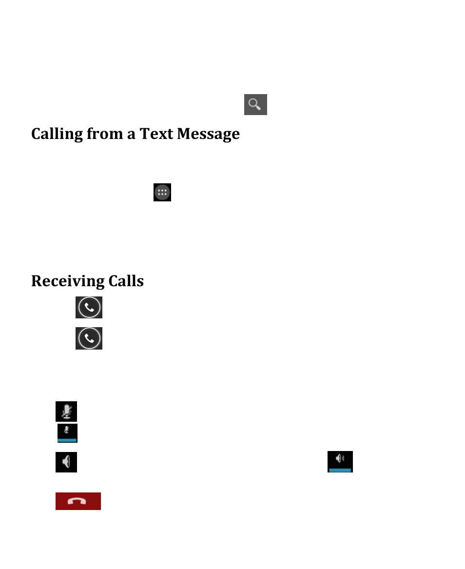 Calling from a text message, Receiving calls | Verykool s4010 User Manual | Page 12 / 33