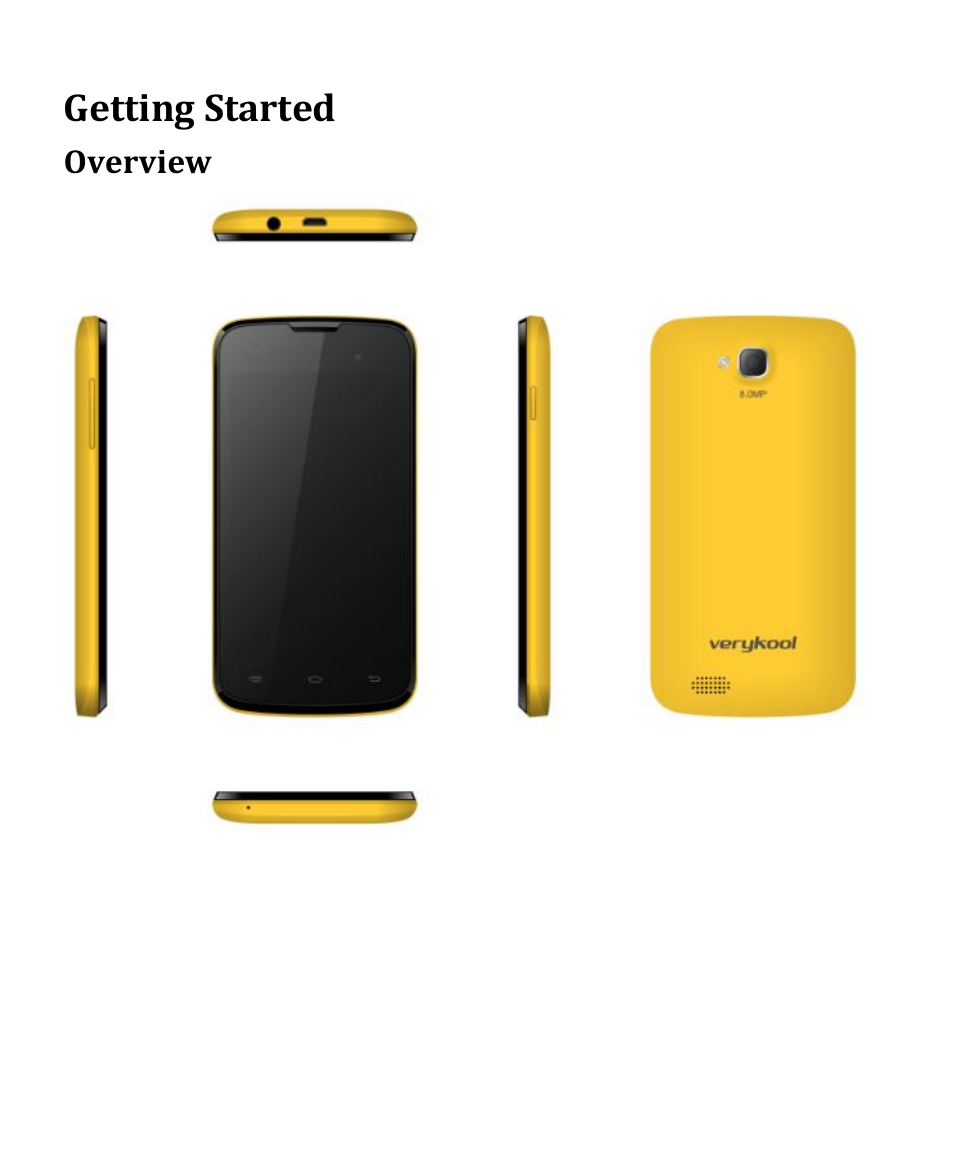 Getting started, Overview, Key explainrd | Verykool s4010 User Manual | Page 6 / 33