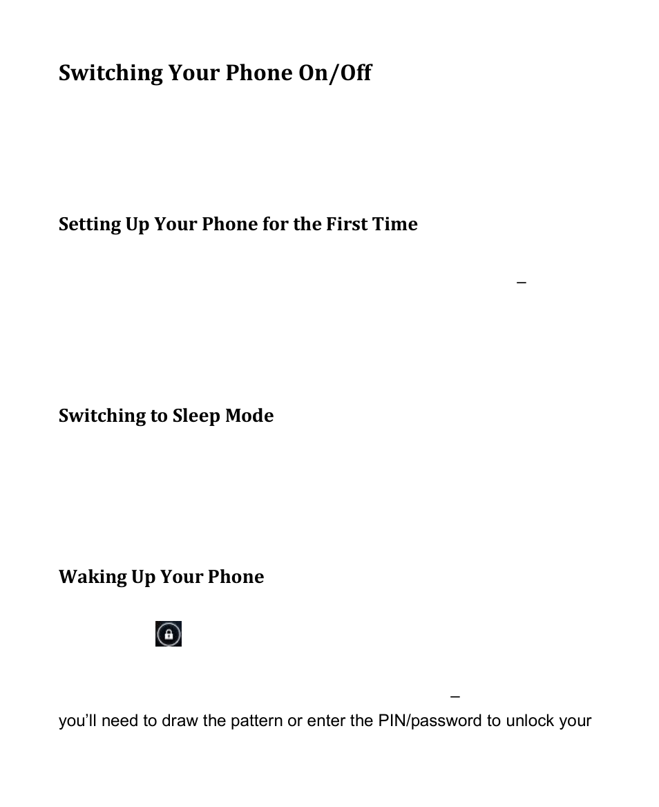 Switching your phone on/off | Verykool s4010 User Manual | Page 9 / 33