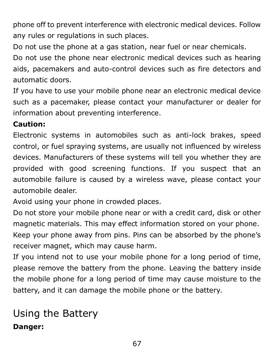 Using the battery | Verykool s6001 User Manual | Page 67 / 72