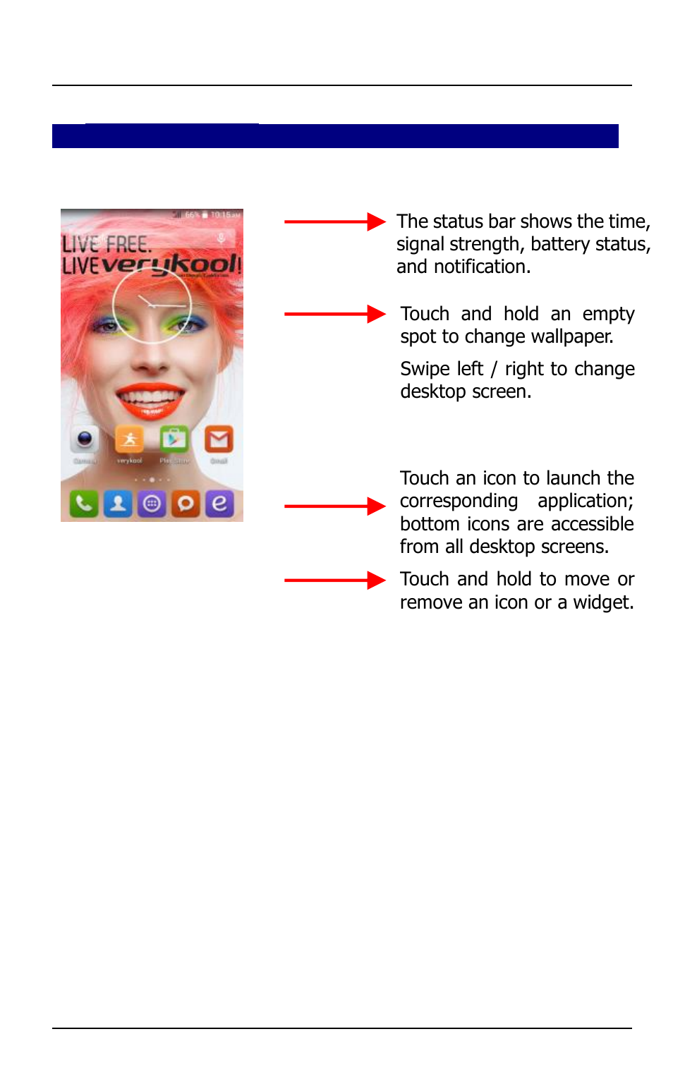 The home screen | Verykool s5016 User Manual | Page 27 / 58