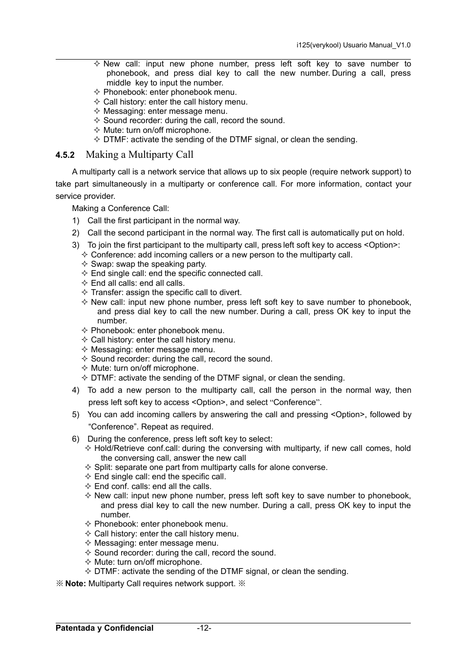 Making a multiparty call | Verykool i125 User Manual | Page 12 / 30