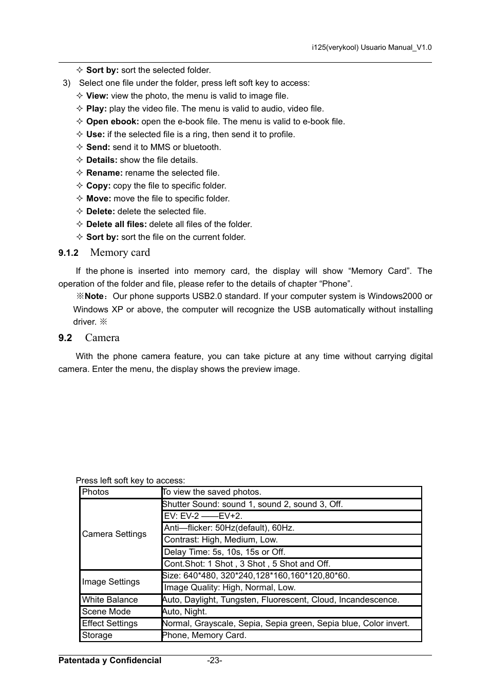 Camera | Verykool i125 User Manual | Page 23 / 30