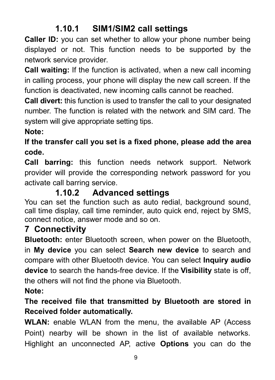 1 sim1/sim2 call settings, 2 advanced settings, 1 sim1/sim2 call se4ngs | 2 advanced se4ngs | Verykool R623 User Manual | Page 13 / 20