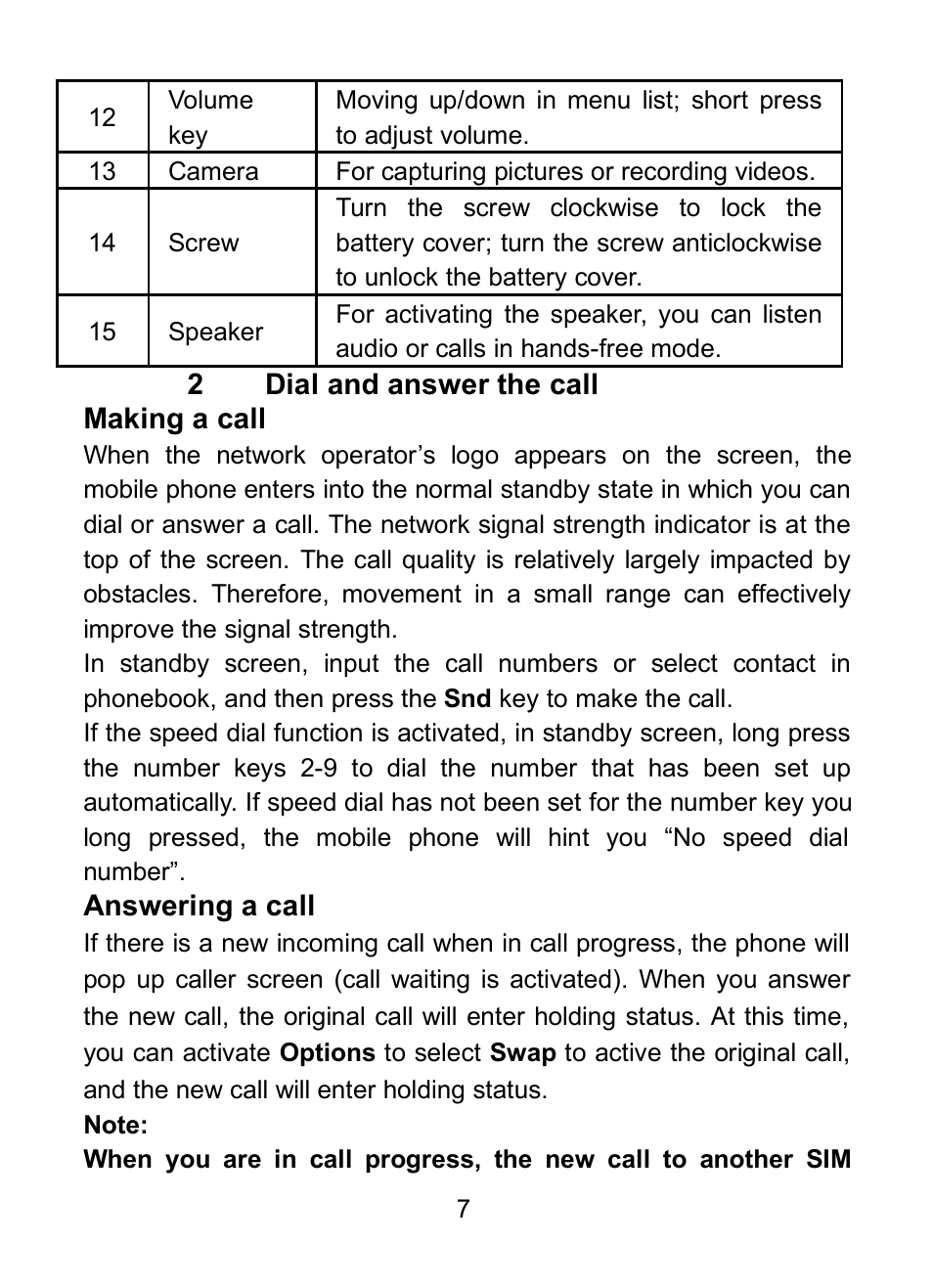 7 making a call, 8 answering a call | Verykool R25 User Manual | Page 11 / 21