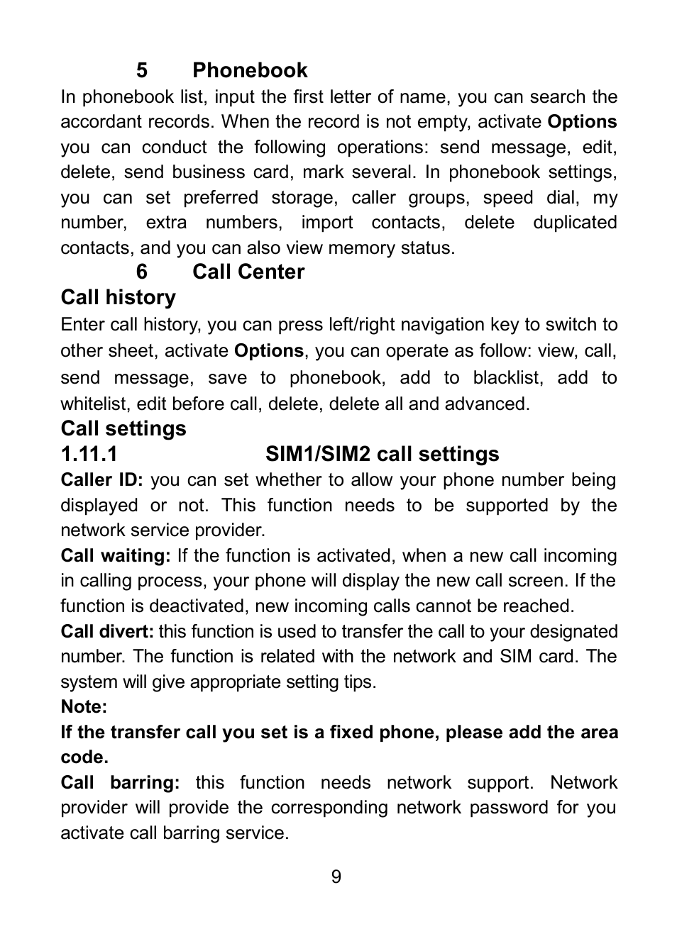 10 call history, 11 call settings, 1 sim1/sim2 call settings | Verykool R25 User Manual | Page 13 / 21