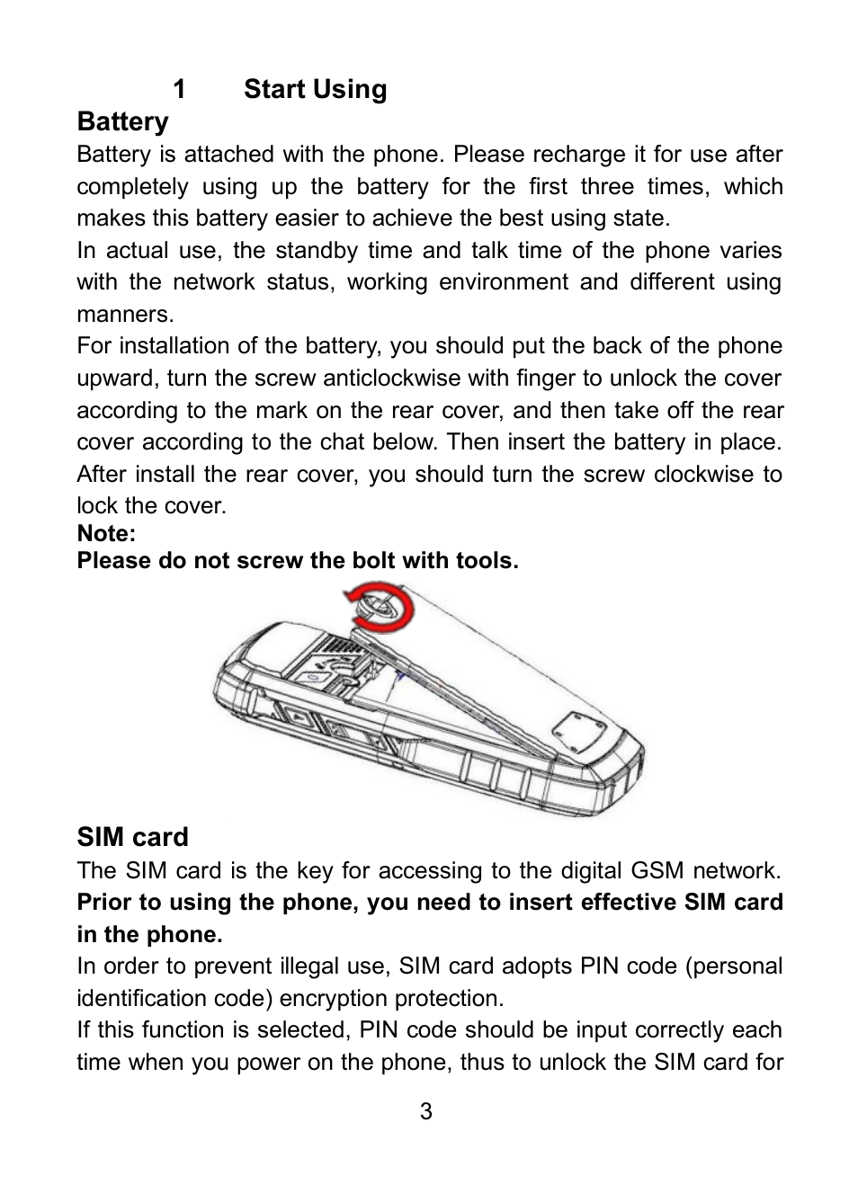 1 battery, 2 sim card | Verykool R25 User Manual | Page 7 / 21