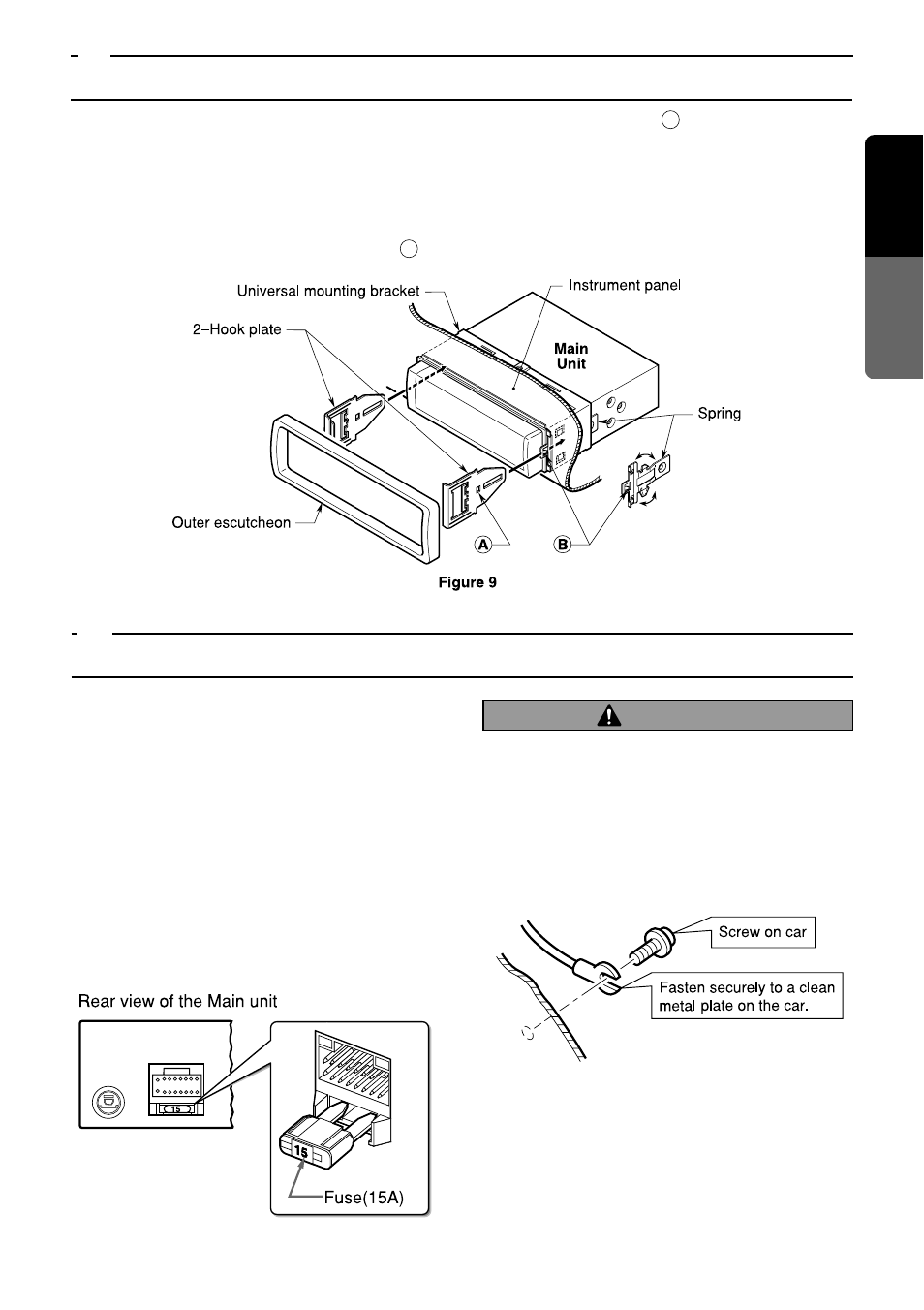 Removing the main unit, Cautions on wiring, 47 english | Caution | Clarion VRX630 User Manual | Page 5 / 10