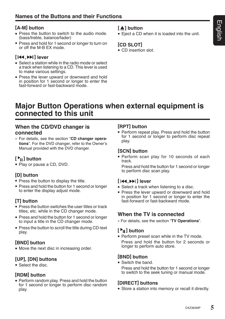 5english | Clarion DXZ365MP User Manual | Page 5 / 30