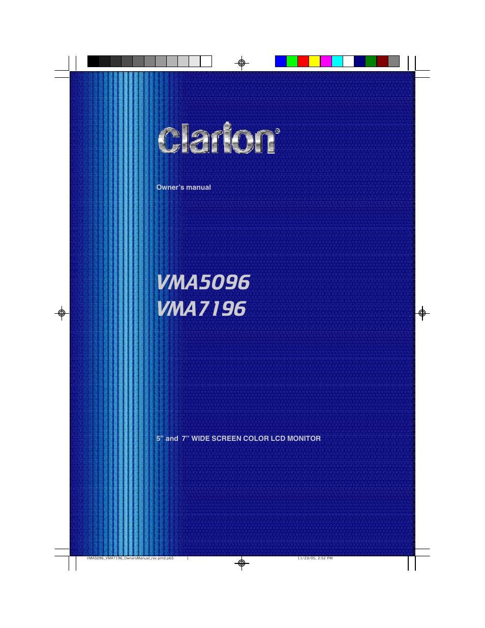 Clarion VMA7196 User Manual | 20 pages