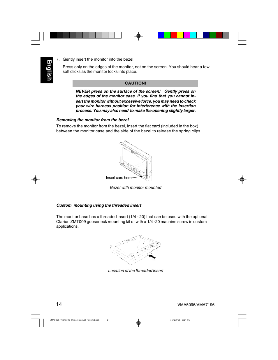 Eng li s h | Clarion VMA7196 User Manual | Page 14 / 20