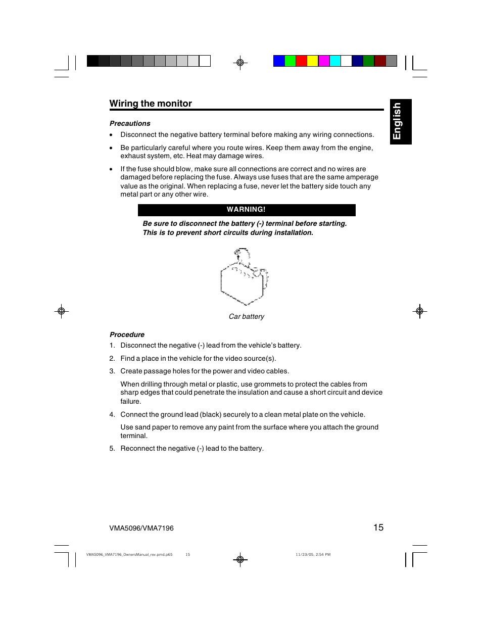 Eng li s h | Clarion VMA7196 User Manual | Page 15 / 20