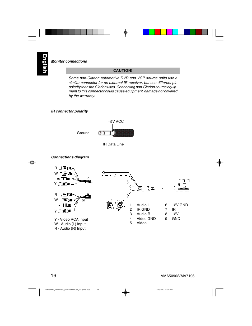 Eng li s h | Clarion VMA7196 User Manual | Page 16 / 20