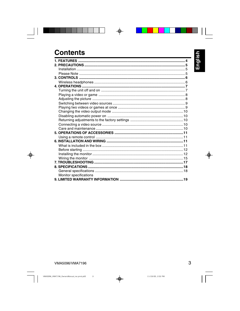 Clarion VMA7196 User Manual | Page 3 / 20