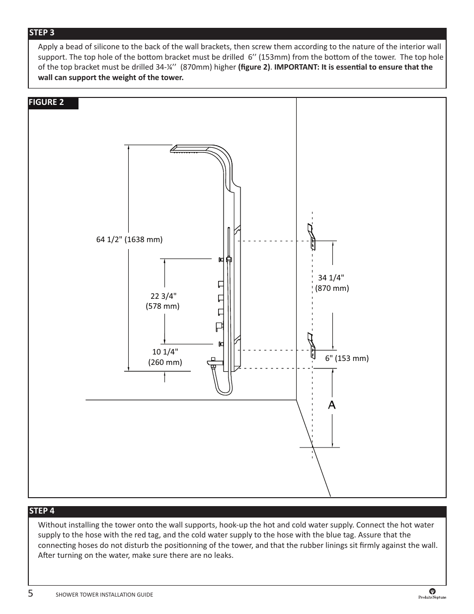 Produits Neptune SHOWER TOWER User Manual | Page 5 / 7