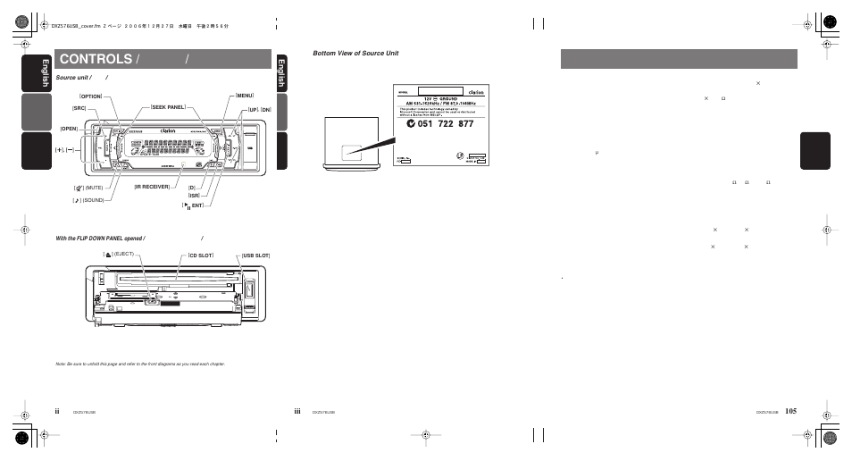 Controls, English english ii | Clarion DXZ576USB User Manual | Page 2 / 38