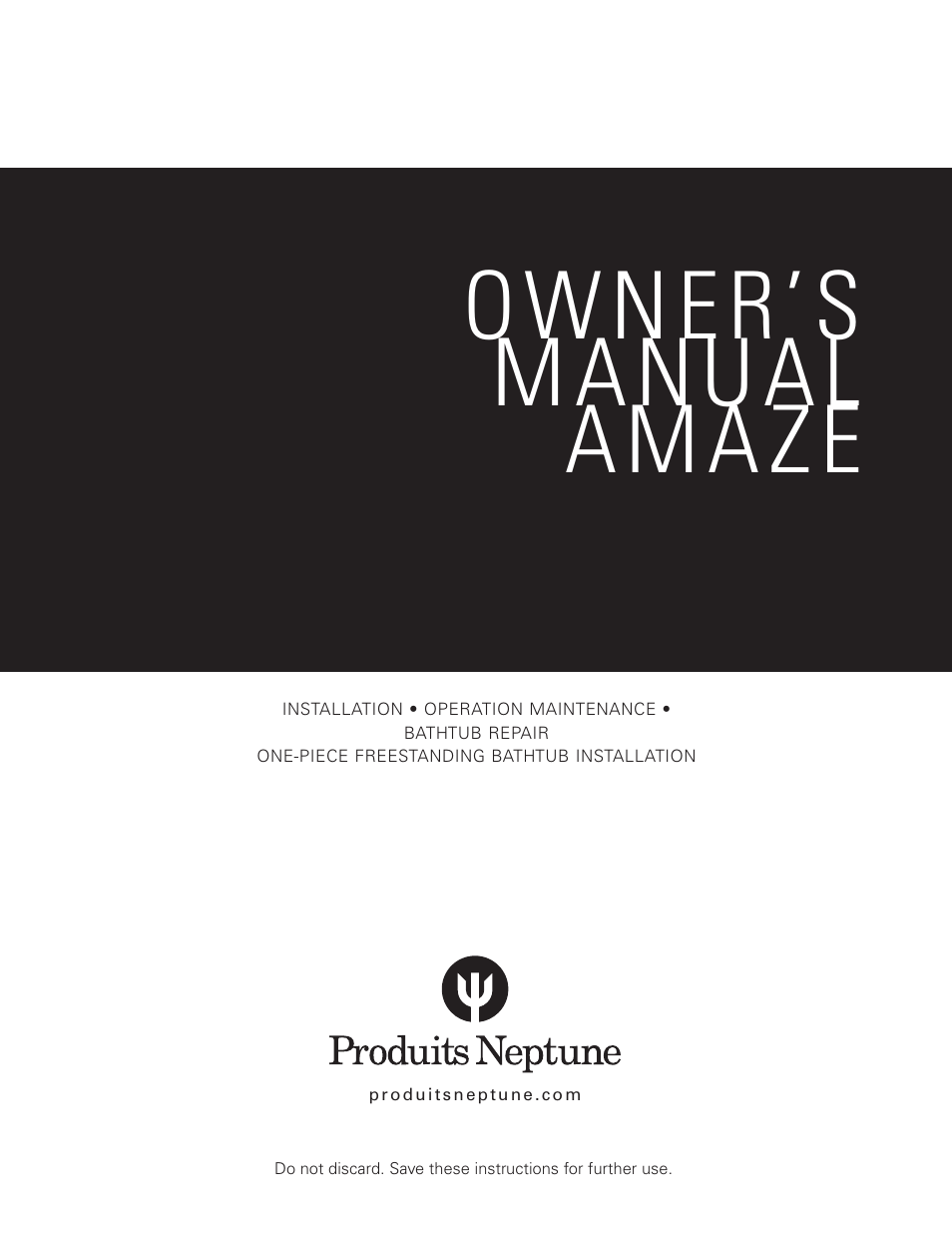 Produits Neptune AMAZE rectangle User Manual | 8 pages