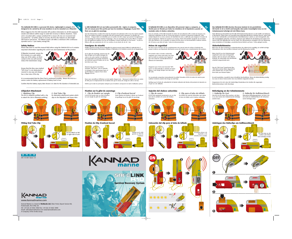 Kannad Marine SafeLink R10 User Manual | 2 pages