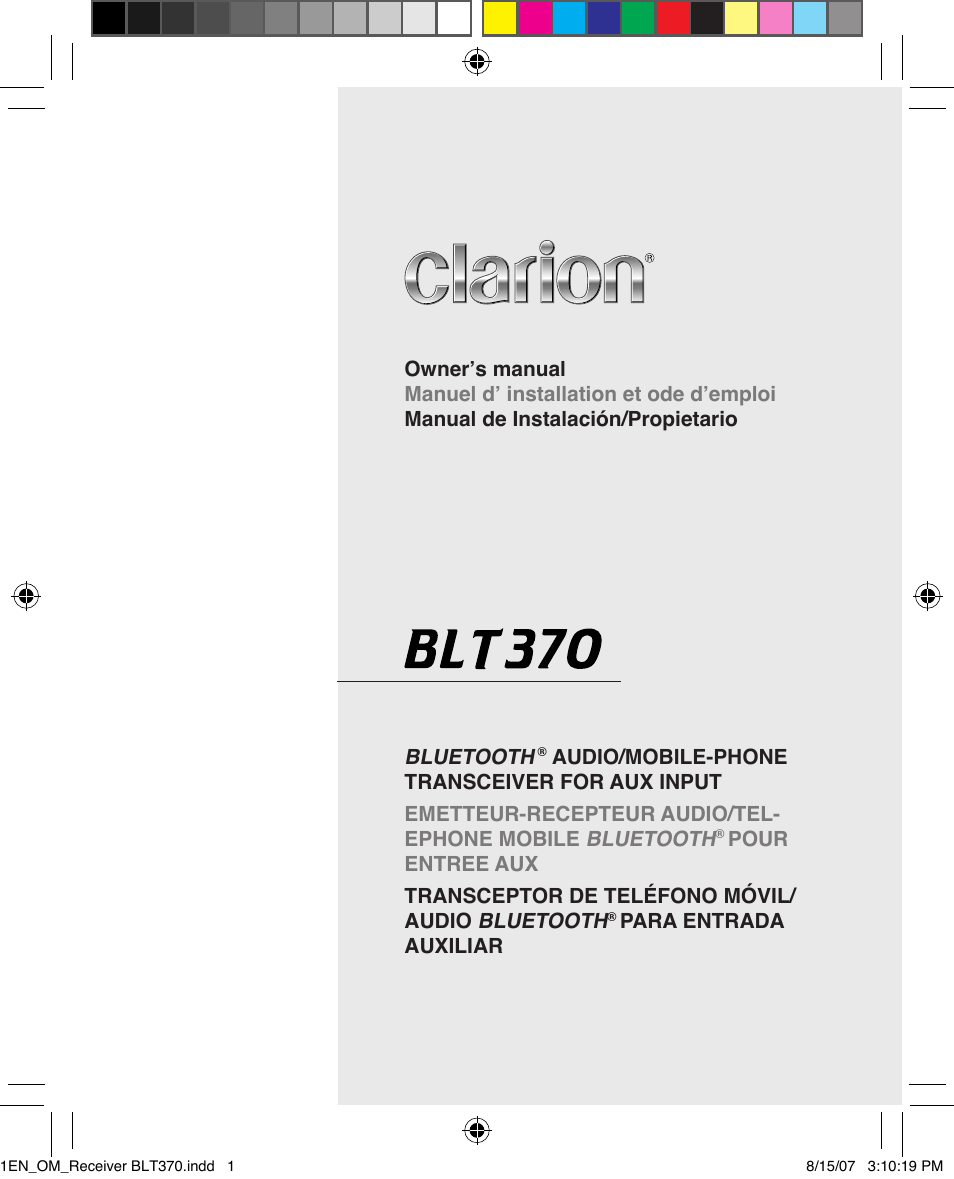 Clarion BLT370 User Manual | 32 pages