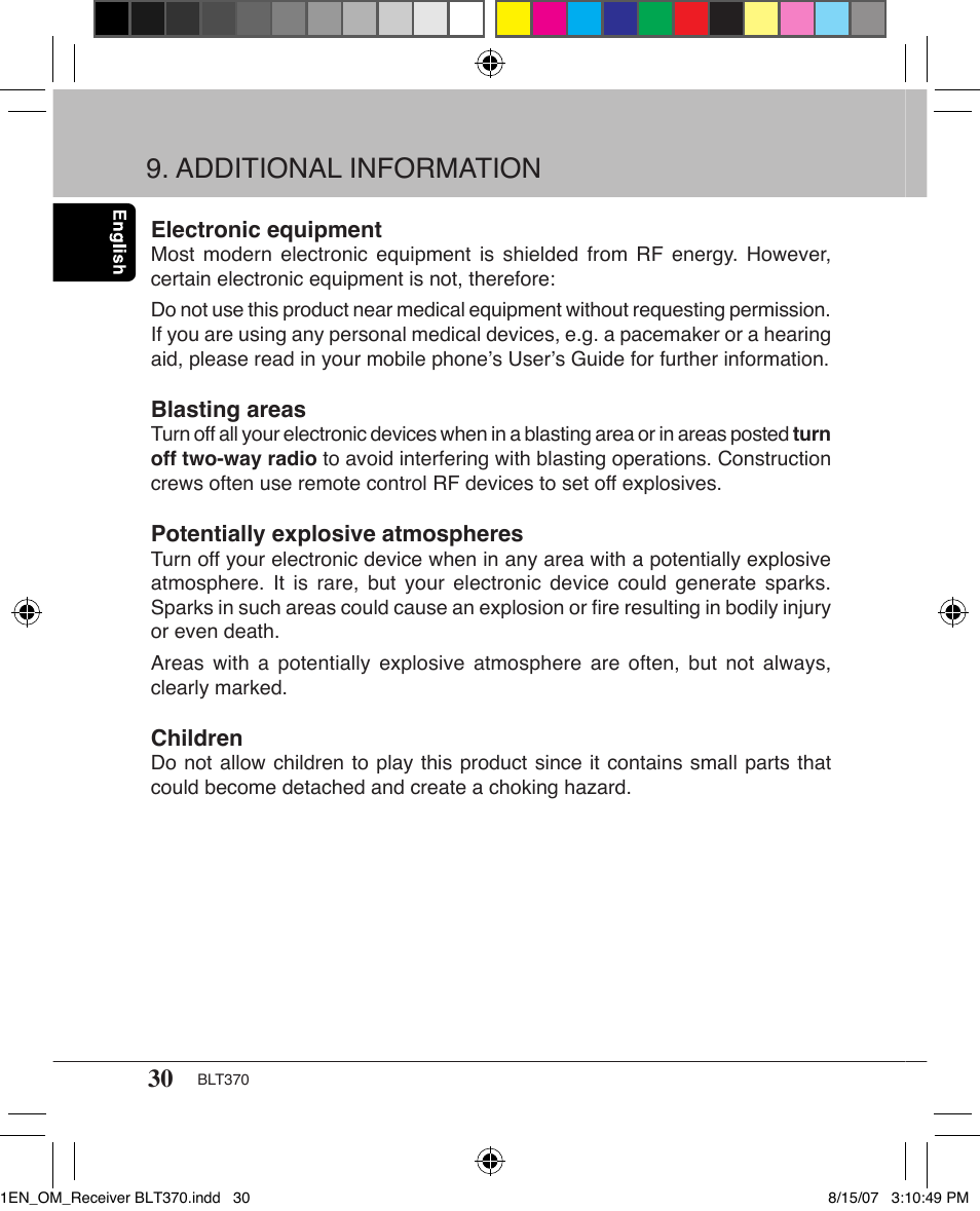Additional information | Clarion BLT370 User Manual | Page 30 / 32