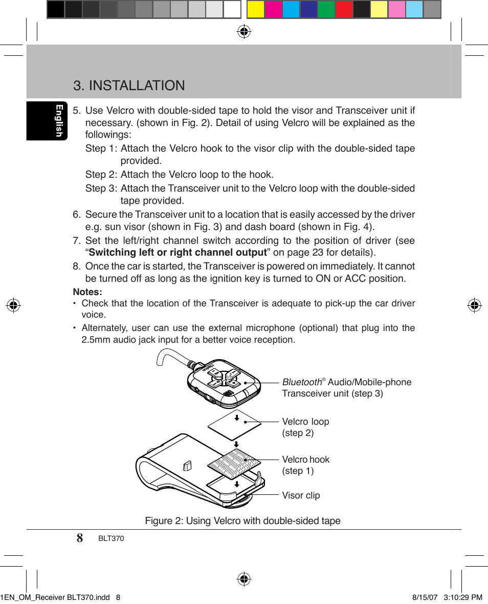 Installation | Clarion BLT370 User Manual | Page 8 / 32