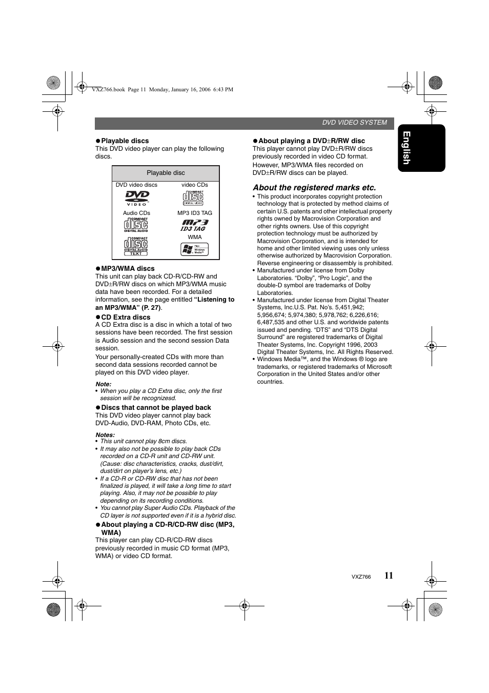 English | Clarion VXZ766 User Manual | Page 11 / 51