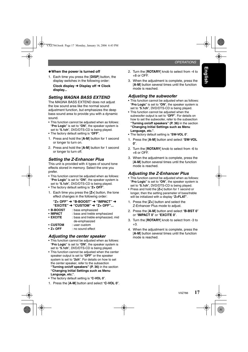 English | Clarion VXZ766 User Manual | Page 17 / 51