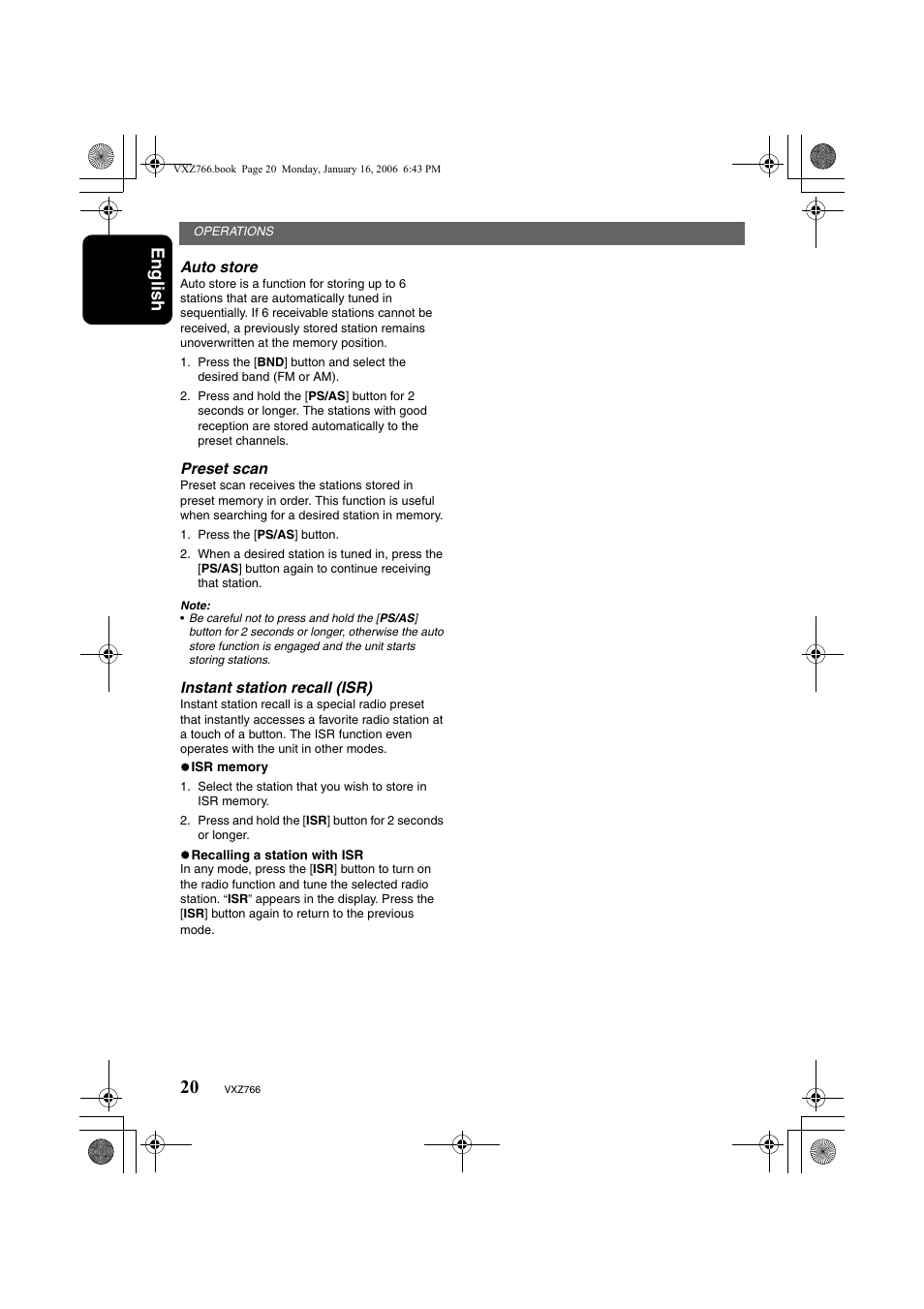 English | Clarion VXZ766 User Manual | Page 20 / 51
