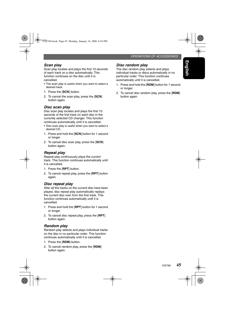 English | Clarion VXZ766 User Manual | Page 45 / 51