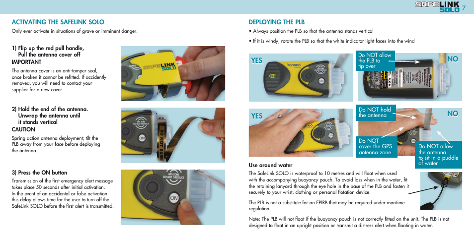 Yes no no | Kannad Marine SOLO PLB User Manual | Page 4 / 26